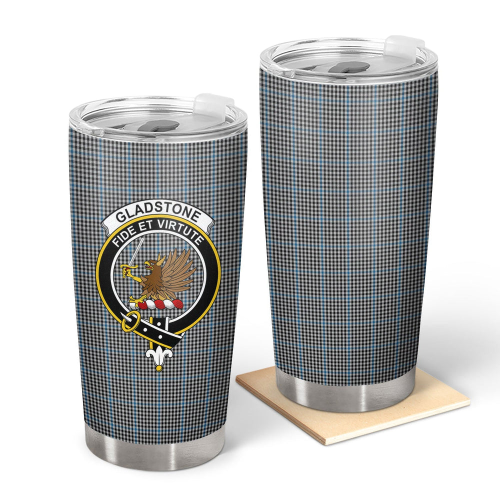 Clan Gladstone Tartan Crest Tumbler CM52 Clan Hall Tartan Today