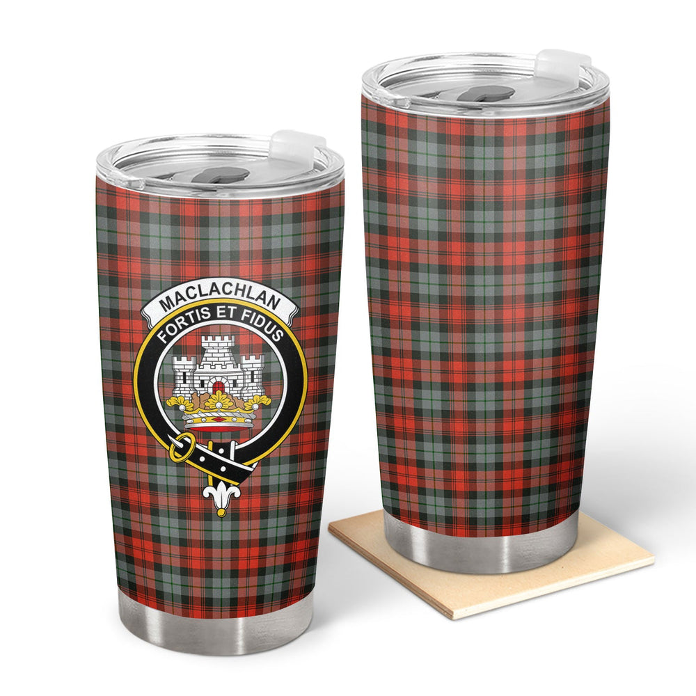 Clan MacLachlan Weathered Tartan Crest Tumbler NE50 Clan Hall Tartan Today