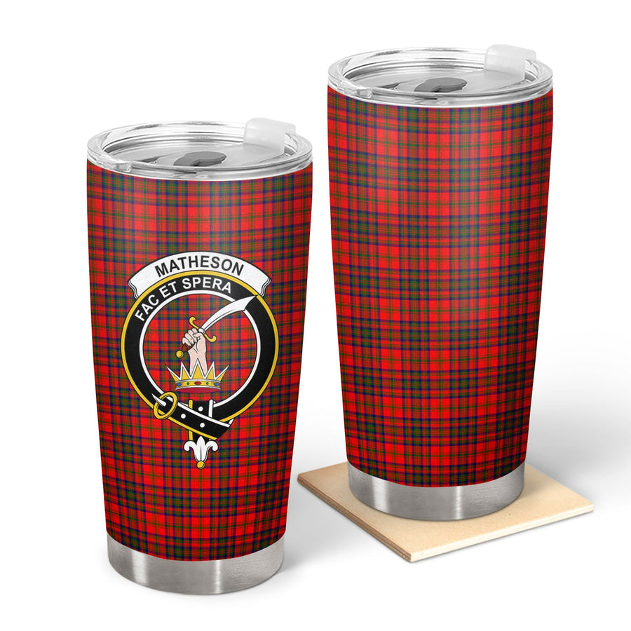 Clan Matheson Modern Tartan Crest Tumbler