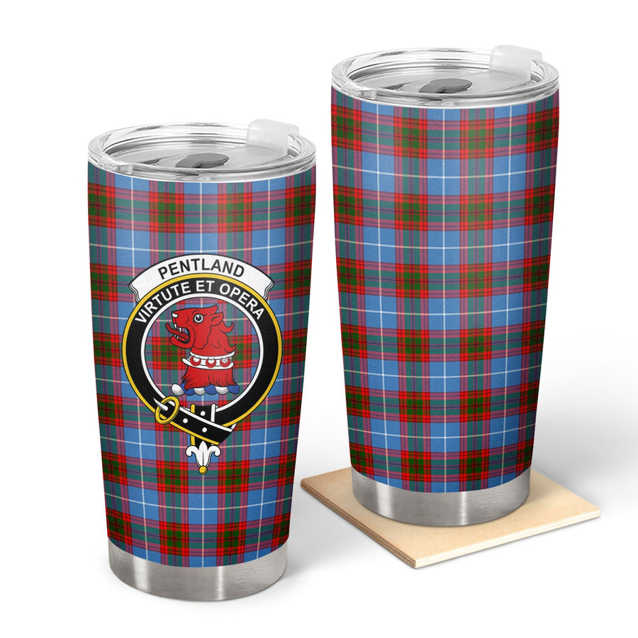 Clan Pentland Tartan Crest Tumbler