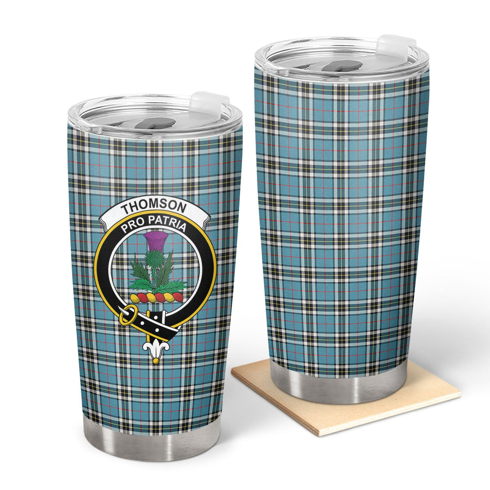 Clan Thomson Blue Tartan Crest Tumbler MI47 Clan Thomson Tartan Today