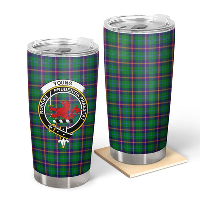 Clan Young Modern Tartan Crest Tumbler