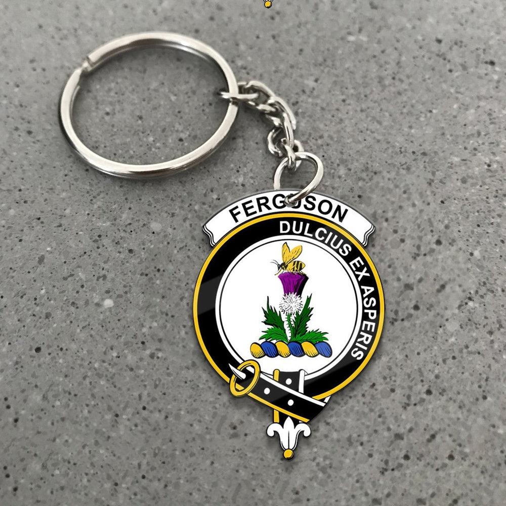 Clan Ferguson Tartan Crest Keychain UT94 Clan Hall Tartan Today