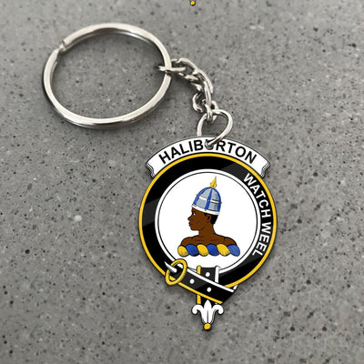 Clan Haliburton Tartan Crest Keychain