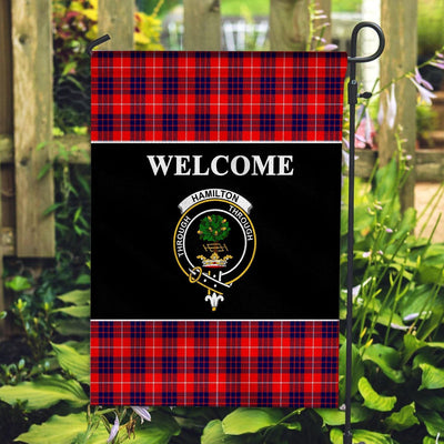 Clan Hamilton Tartan Crest Black Garden Flag LM14
