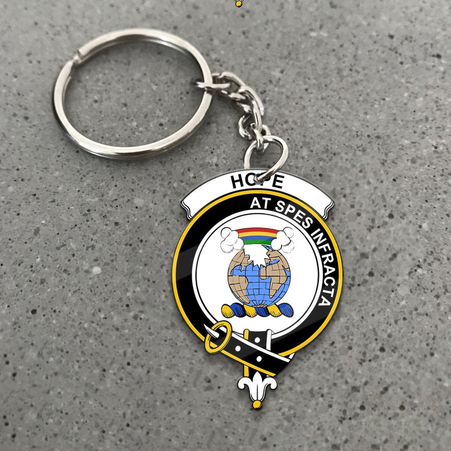 Clan Hope Tartan Crest Keychain