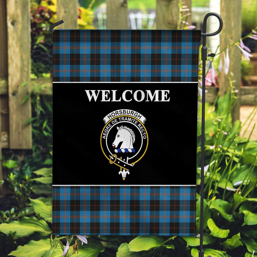 Clan Horsburgh Tartan Crest Black Garden Flag