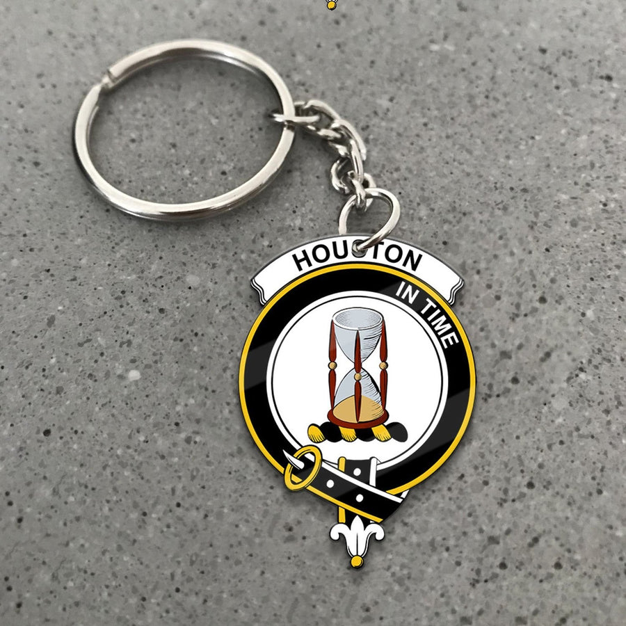 Clan Houston Tartan Crest Keychain