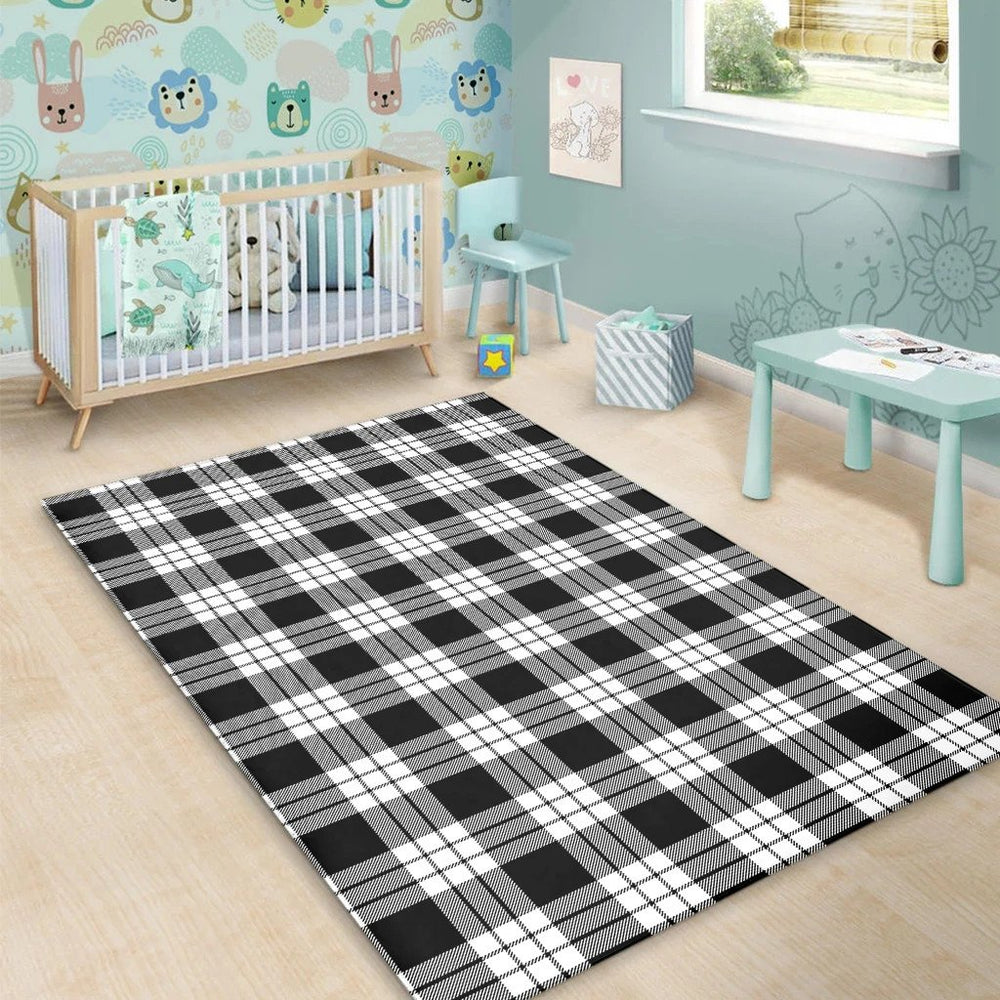 MacFarlane Black & White Tartan Classic Area Rug
