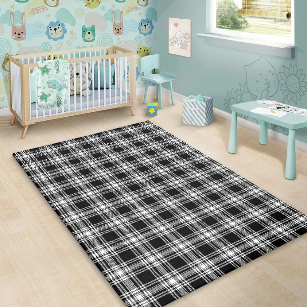 Menzies Black & White Modern Tartan Classic Area Rug