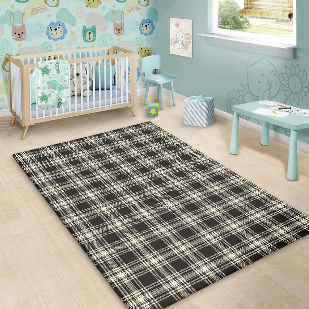 Menzies Black & White Ancient Tartan Classic Area Rug