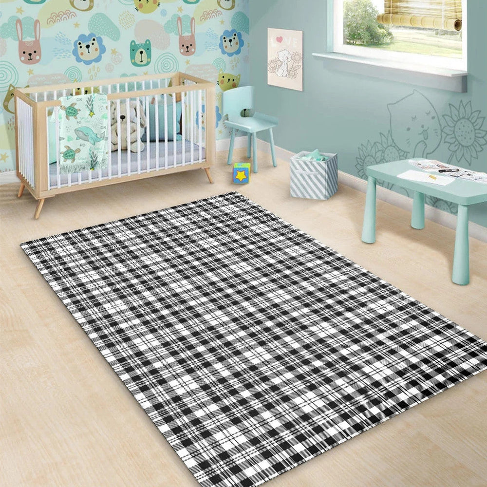 Scott Black & White Modern Tartan Classic Area Rug