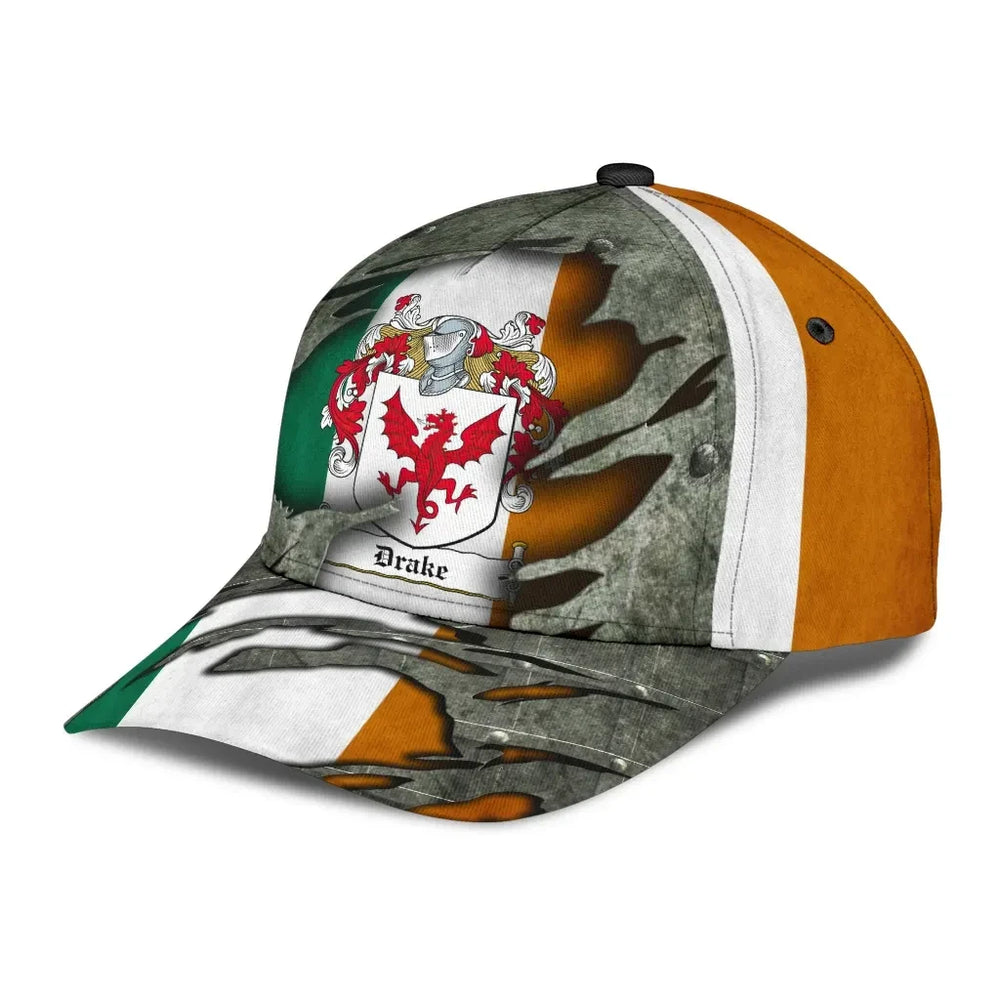 Clan Drake Coat Of Arms - Irish Family Crest Classic Cap RI40 Drake Coat Of Arms Irish Cap