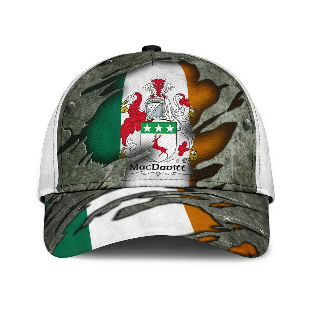 Clan Macdavitt Coat Of Arms - Irish Family Crest Classic Cap DY12 Macdavitt Coat Of Arms Irish Cap