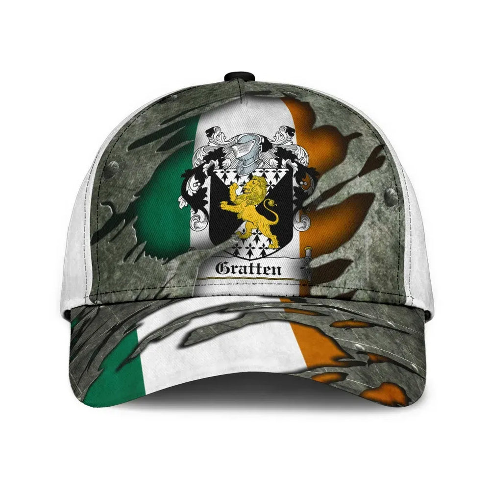 Clan Gratten Coat Of Arms - Irish Family Crest Classic Cap RJ78 Gratten Coat Of Arms Irish Cap