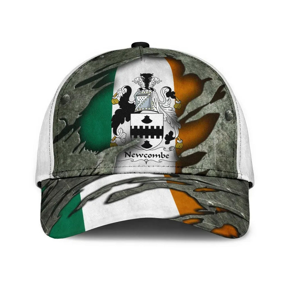 Clan Newcombe Coat Of Arms - Irish Family Crest Classic Cap IK53 Newcombe Coat Of Arms Irish Cap