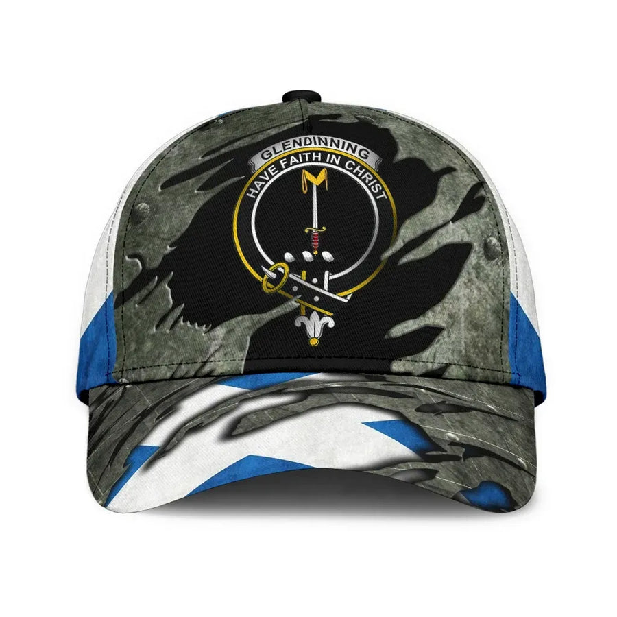 Clan Glendinning Crest Tartan Classic Cap BadgeLJ29 Glendinning Tartan Badge Tartan Cap