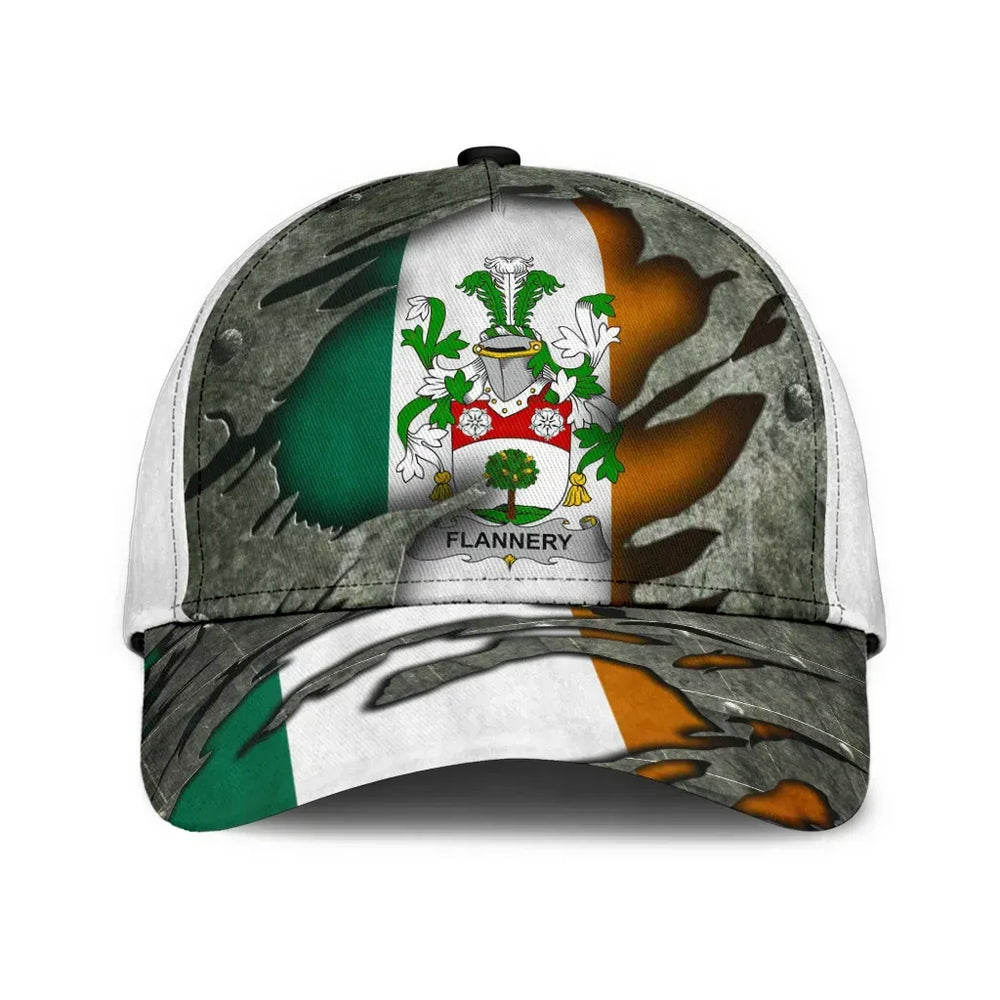 Clan Flannery Coat Of Arms - Irish Family Crest Classic Cap IR48 Flannery Coat Of Arms Irish Cap