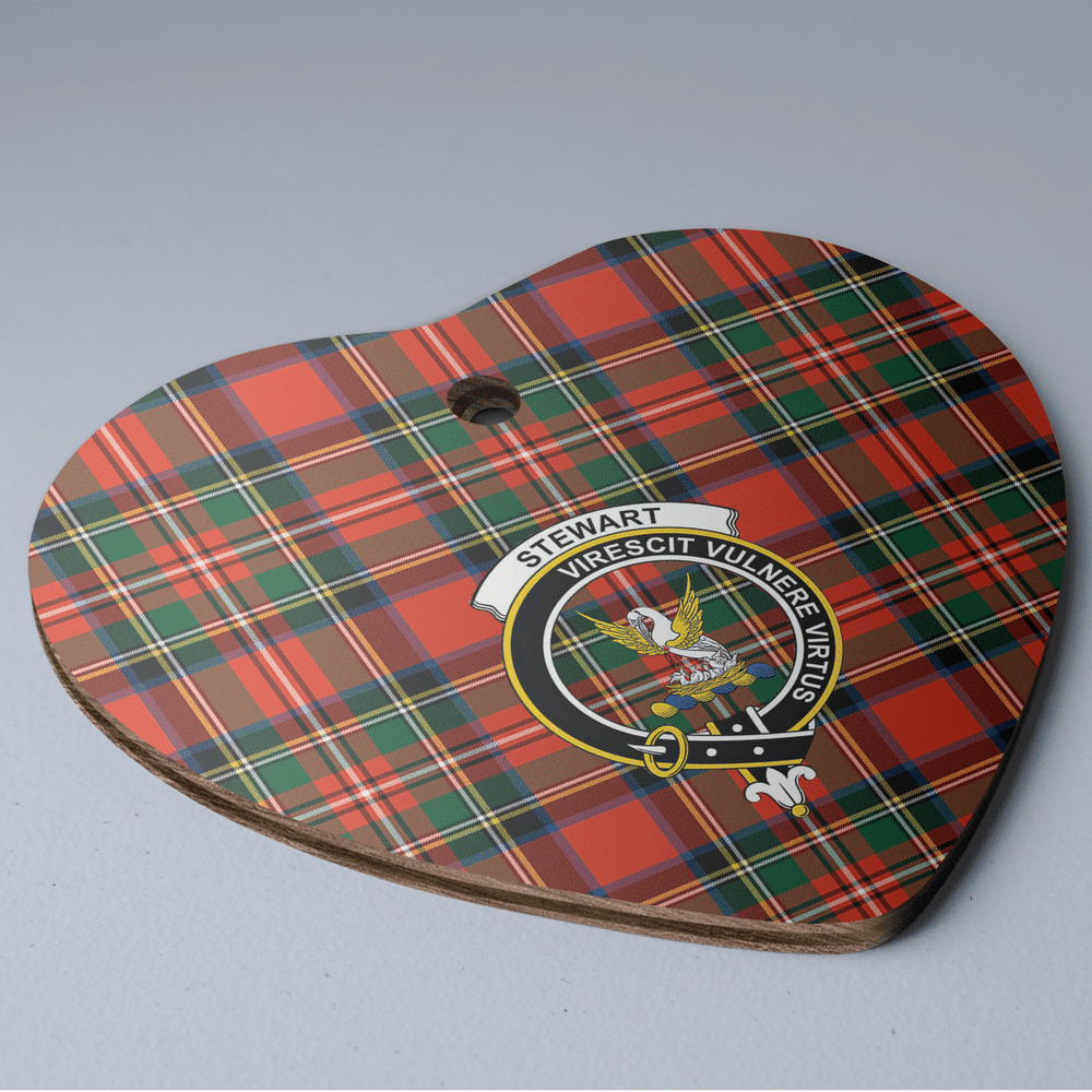 Clan Stewart Royal Modern Tartan Crest Heart Ceramic Ornament VM12 Stewart Royal Modern Tartan Tartan Christmas