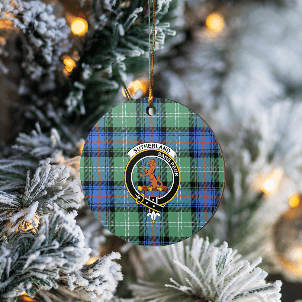 Clan Sutherland Old Ancient Tartan Crest Round Ceramic Ornament VY18 Sutherland Old Ancient Tartan Tartan Christmas