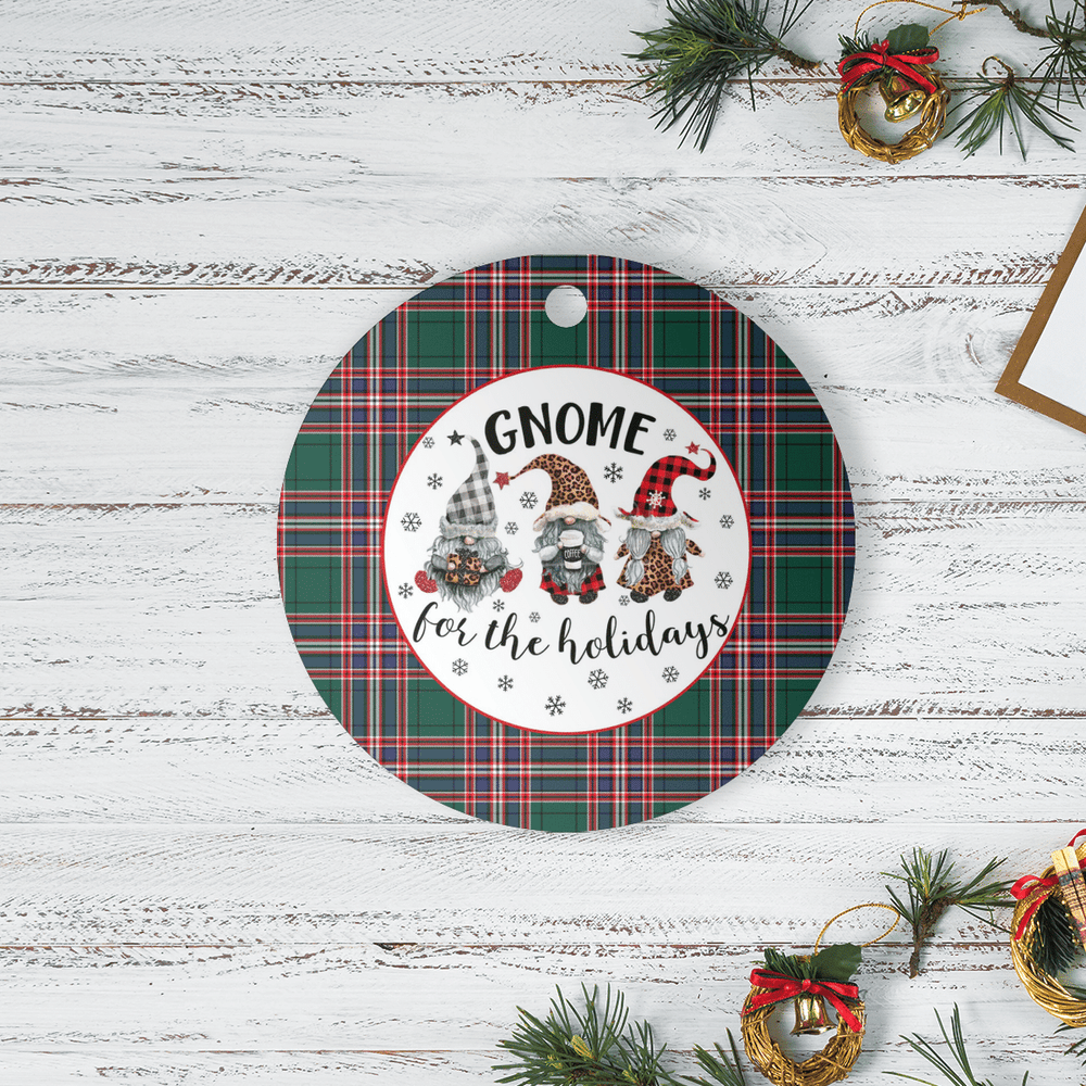 Clan MacFarlane Hunting Modern Tartan Tartan Crest Gnome Round Ceramic Ornament LU36 MacFarlane Hunting Modern Tartan Tartan Christmas