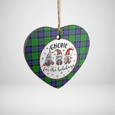 Clan Haldane 2 Tartan Tartan Crest Gnome Heart Ceramic Ornament