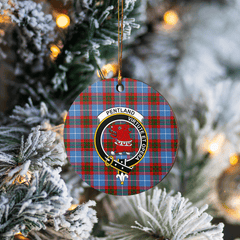 Clan Pentland (Edinburgh) Tartan Crest Round Ceramic Ornament GW35 Pentland (Edinburgh) Tartan Tartan Christmas
