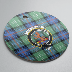 Clan Sutherland Old Ancient Tartan Crest Round Ceramic Ornament VY18 Sutherland Old Ancient Tartan Tartan Christmas
