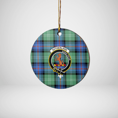 Clan Sutherland Old Ancient Tartan Crest Round Ceramic Ornament VY18 Sutherland Old Ancient Tartan Tartan Christmas