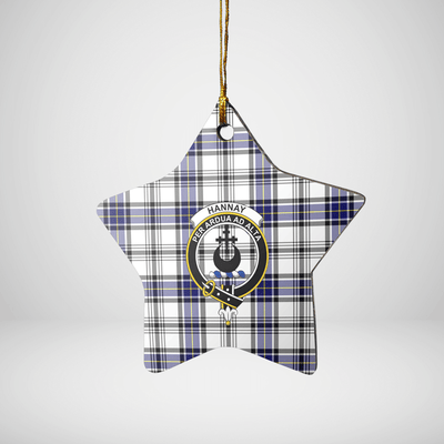 Clan Hannay Tartan Crest Star Ceramic Ornament MV67
