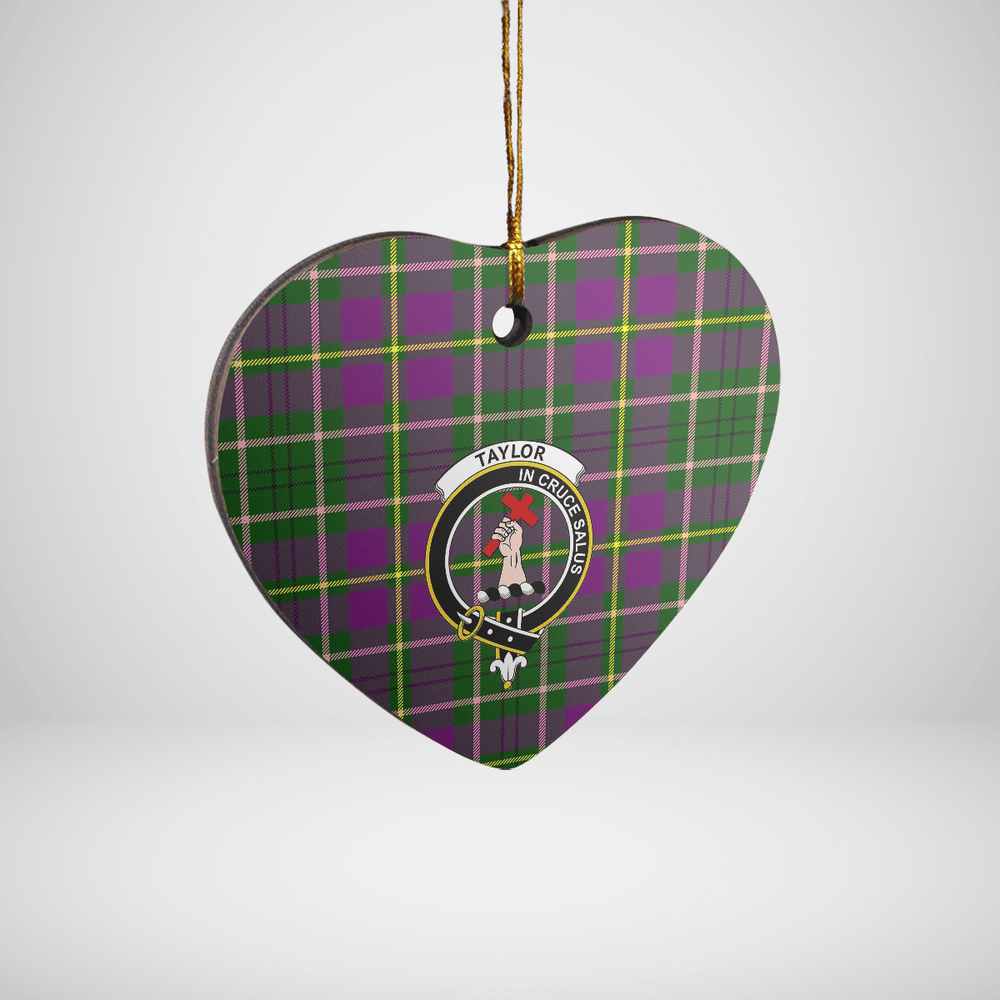 Clan Taylor Tartan Crest Heart Ceramic Ornament DI24 Taylor Tartan Tartan Christmas