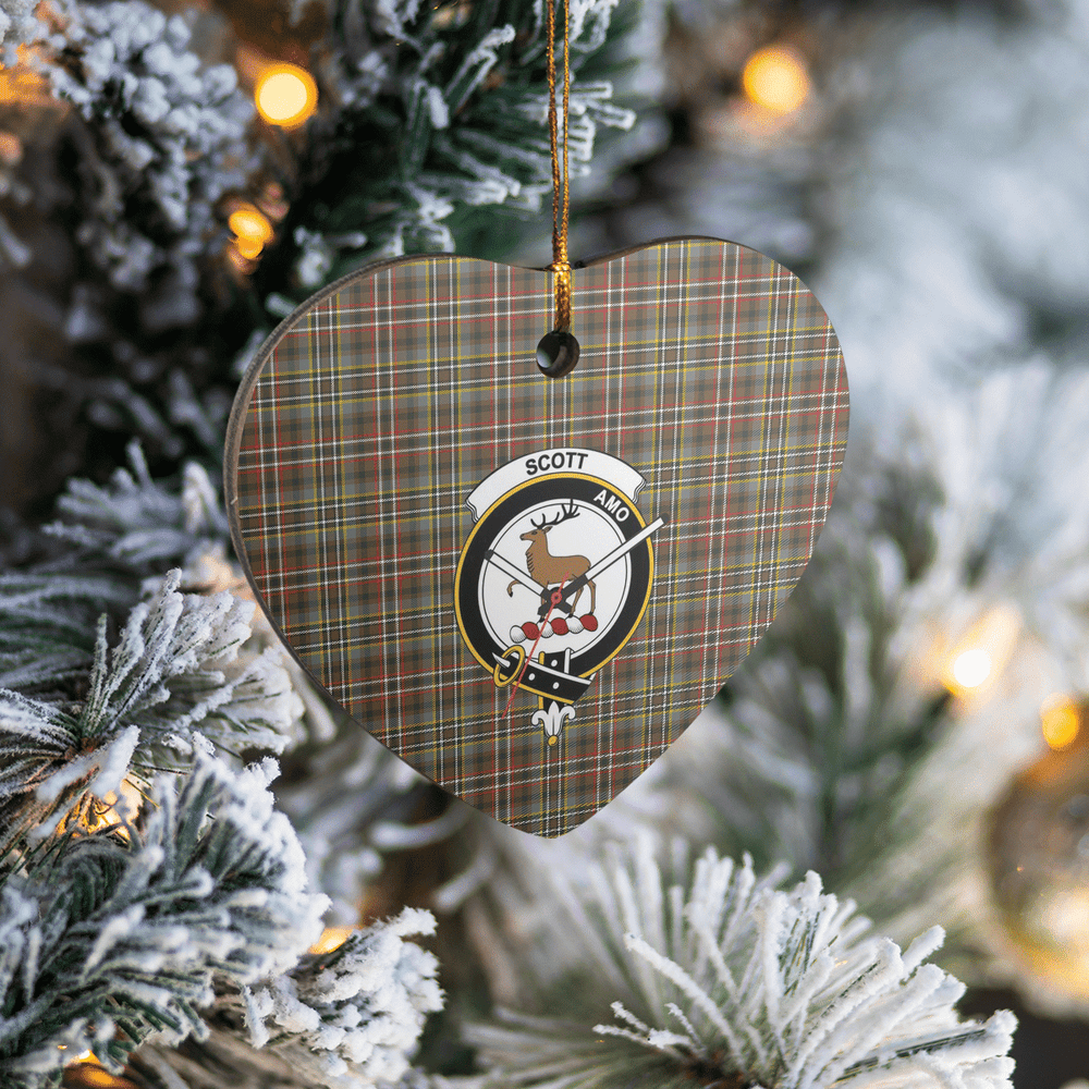 Clan Scott Green Weathered Tartan Crest Heart Ceramic Ornament XQ53 Scott Green Weathered Tartan Tartan Christmas