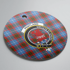 Clan Pentland (Edinburgh) Tartan Crest Round Ceramic Ornament GW35 Pentland (Edinburgh) Tartan Tartan Christmas