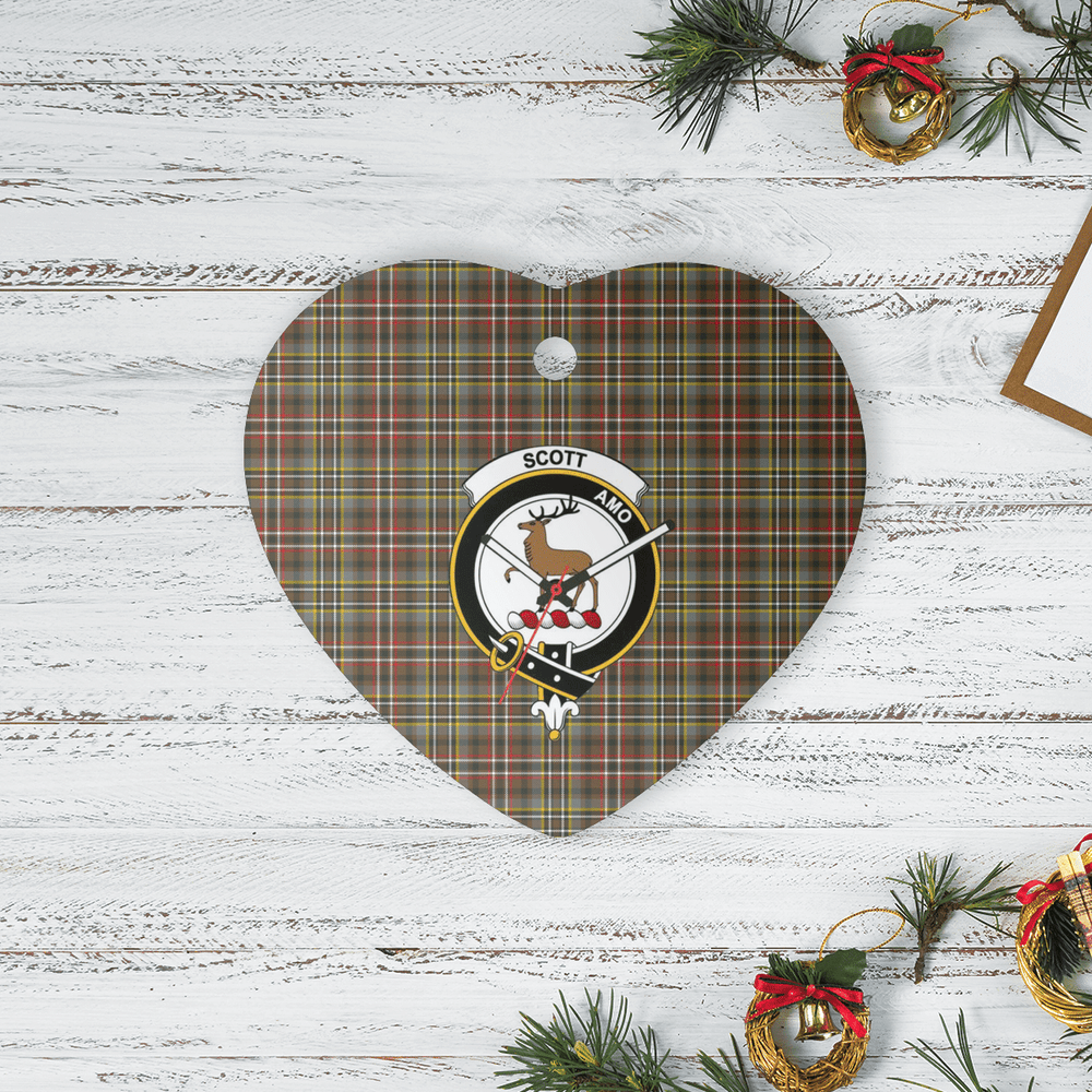 Clan Scott Green Weathered Tartan Crest Heart Ceramic Ornament XQ53 Scott Green Weathered Tartan Tartan Christmas
