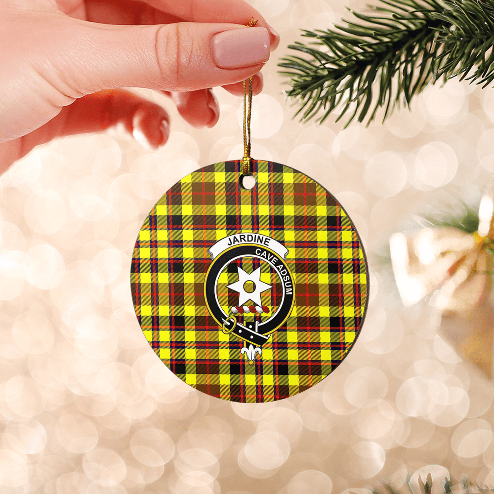 Clan Jardine Tartan Crest Round Ceramic Ornament LT29 Jardine Tartan Tartan Christmas