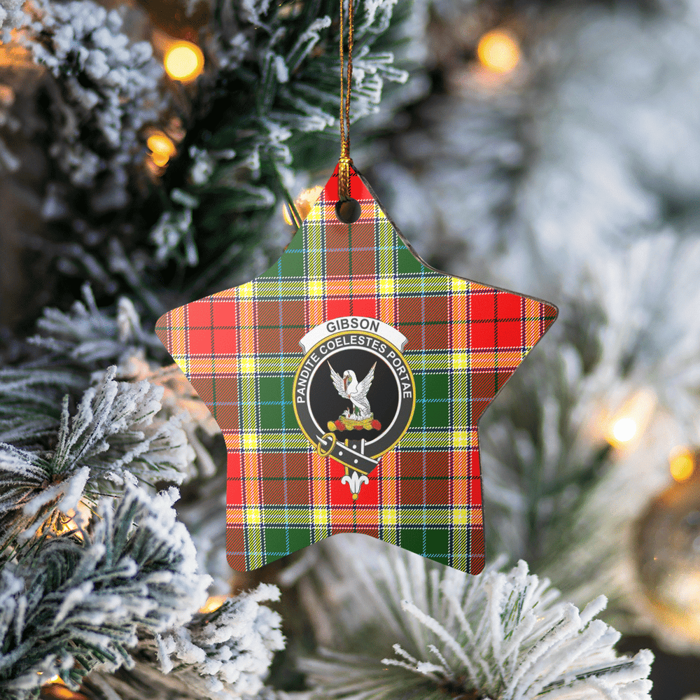 Clan Gibbs Tartan Crest Star Ceramic Ornament PH81 Gibbs Tartan Tartan Christmas