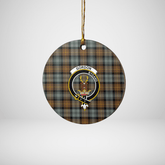 Clan Gordon Weathered Tartan Crest Round Ceramic Ornament CZ69 Gordon Weathered Tartan Tartan Christmas