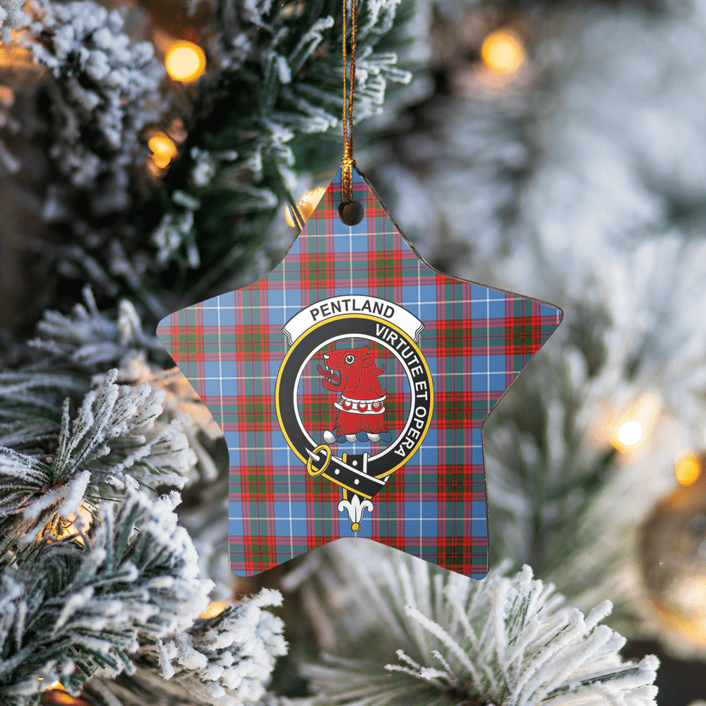 Clan Pentland (Edinburgh) Tartan Crest Star Ceramic Ornament DE79 Pentland (Edinburgh) Tartan Tartan Christmas