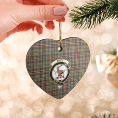 Clan Scott Green Weathered Tartan Crest Heart Ceramic Ornament XQ53 Scott Green Weathered Tartan Tartan Christmas