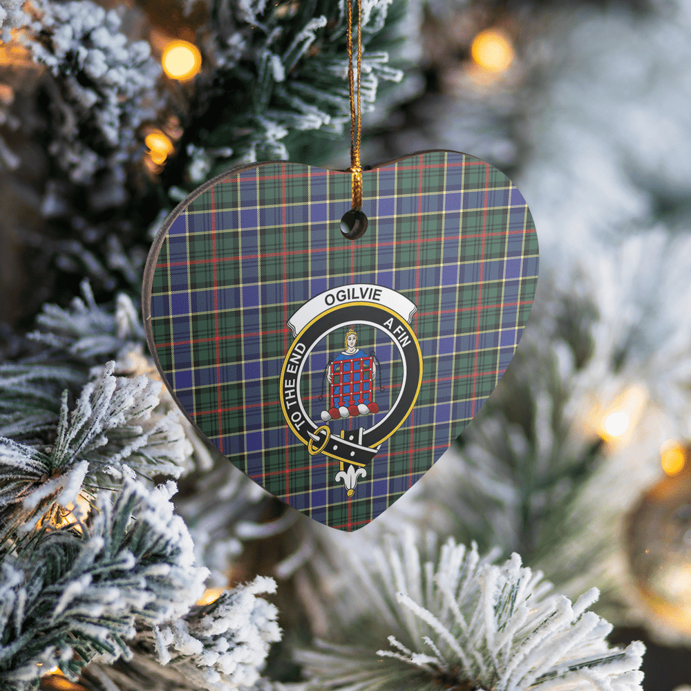 Clan Ogilvie Hunting Modern Tartan Crest Heart Ceramic Ornament EW72 Ogilvie Hunting Modern Tartan Tartan Christmas