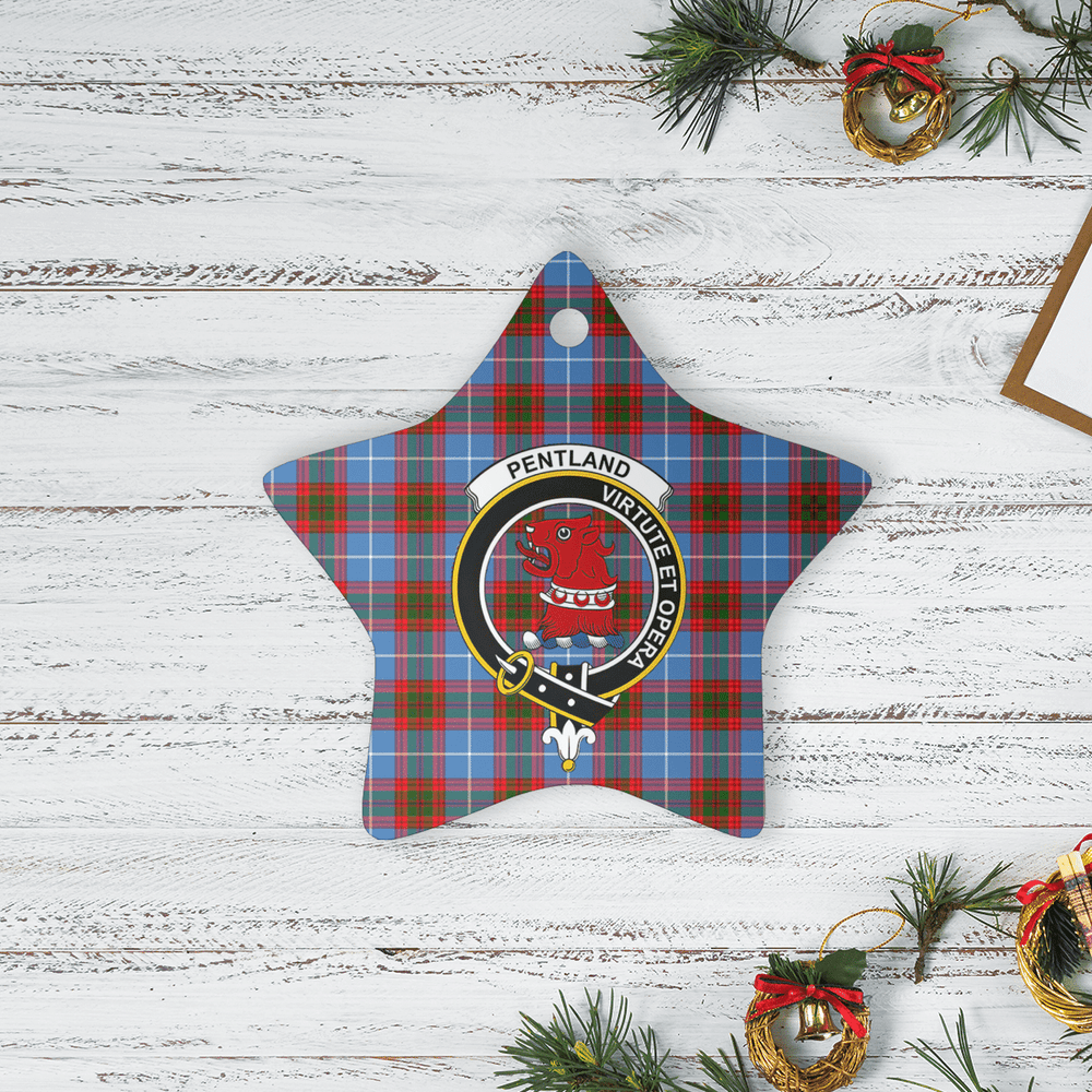 Clan Pentland (Edinburgh) Tartan Crest Star Ceramic Ornament DE79 Pentland (Edinburgh) Tartan Tartan Christmas