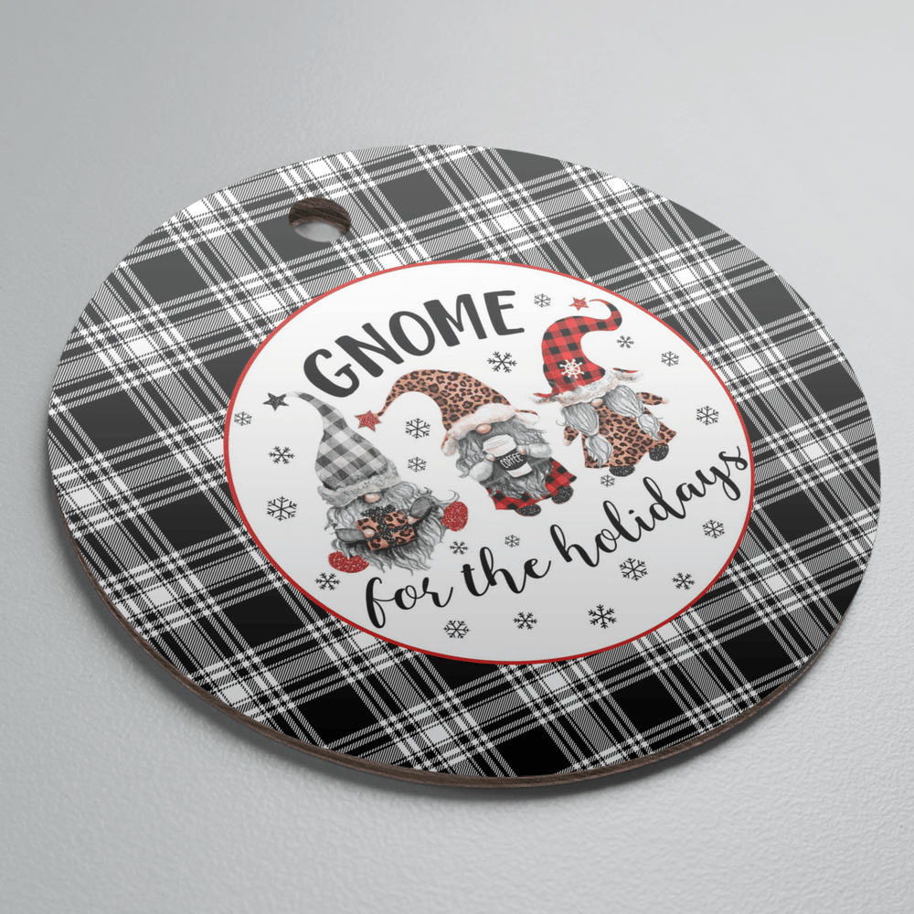 Clan Menzies Black & White Modern Tartan Tartan Crest Gnome Round Ceramic Ornament ZG10 Menzies Black & White Modern Tartan Tartan Christmas