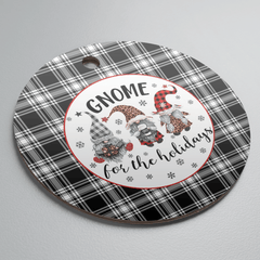 Clan Menzies Black & White Modern Tartan Tartan Crest Gnome Round Ceramic Ornament ZG10 Menzies Black & White Modern Tartan Tartan Christmas