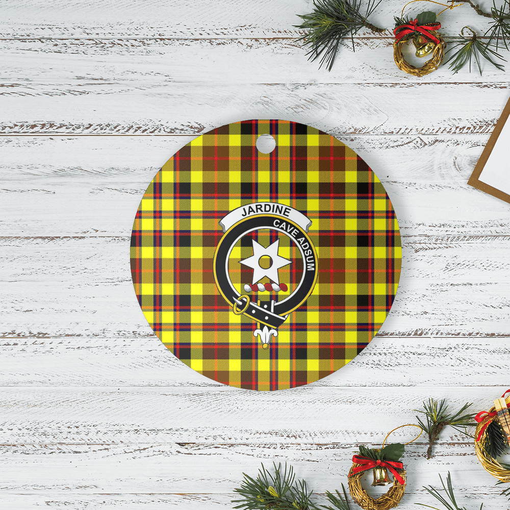 Clan Jardine Tartan Crest Round Ceramic Ornament LT29 Jardine Tartan Tartan Christmas