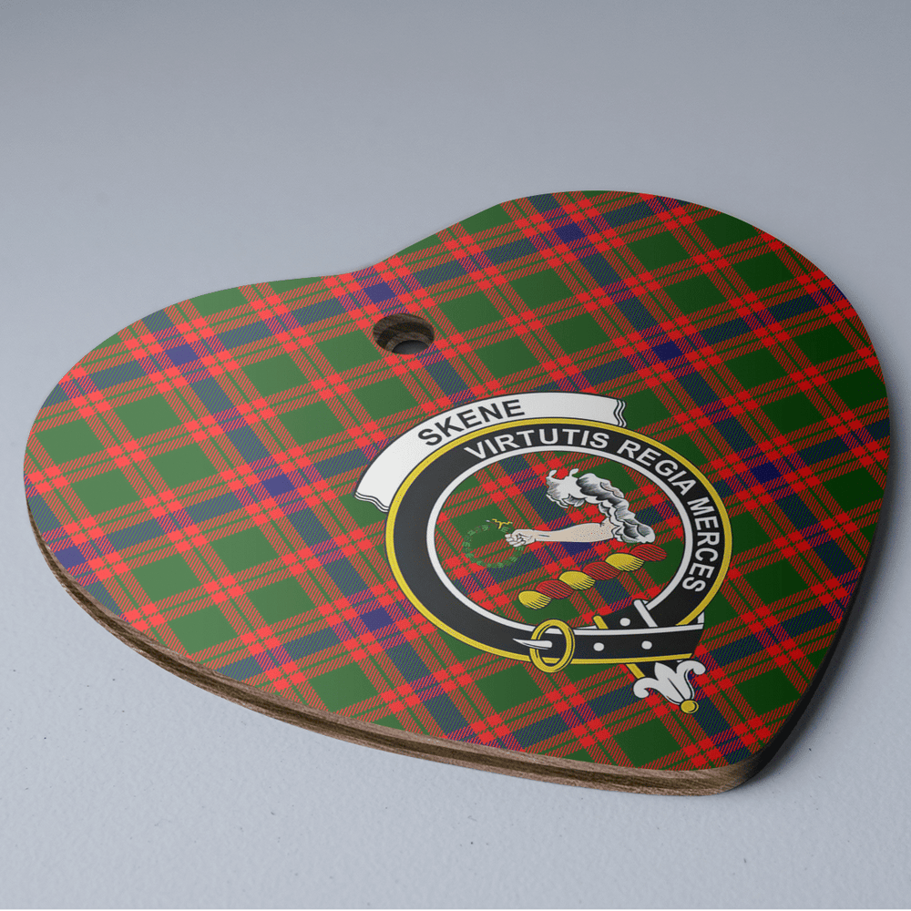 Clan Skene Modern Tartan Crest Heart Ceramic Ornament GZ28 Skene Modern Tartan Tartan Christmas