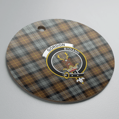 Clan Gordon Weathered Tartan Crest Round Ceramic Ornament CZ69 Gordon Weathered Tartan Tartan Christmas