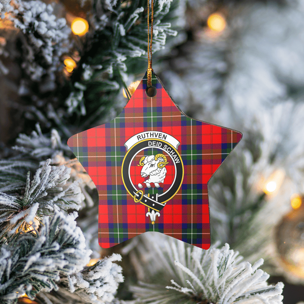 Clan Ruthven Modern Tartan Crest Star Ceramic Ornament HB19 Ruthven Modern Tartan Tartan Christmas