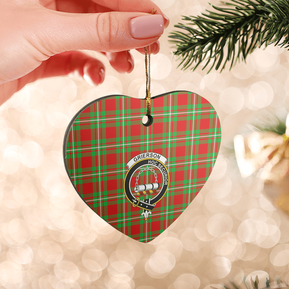 Clan Grierson Tartan Crest Heart Ceramic Ornament CQ61 Grierson Tartan Tartan Christmas