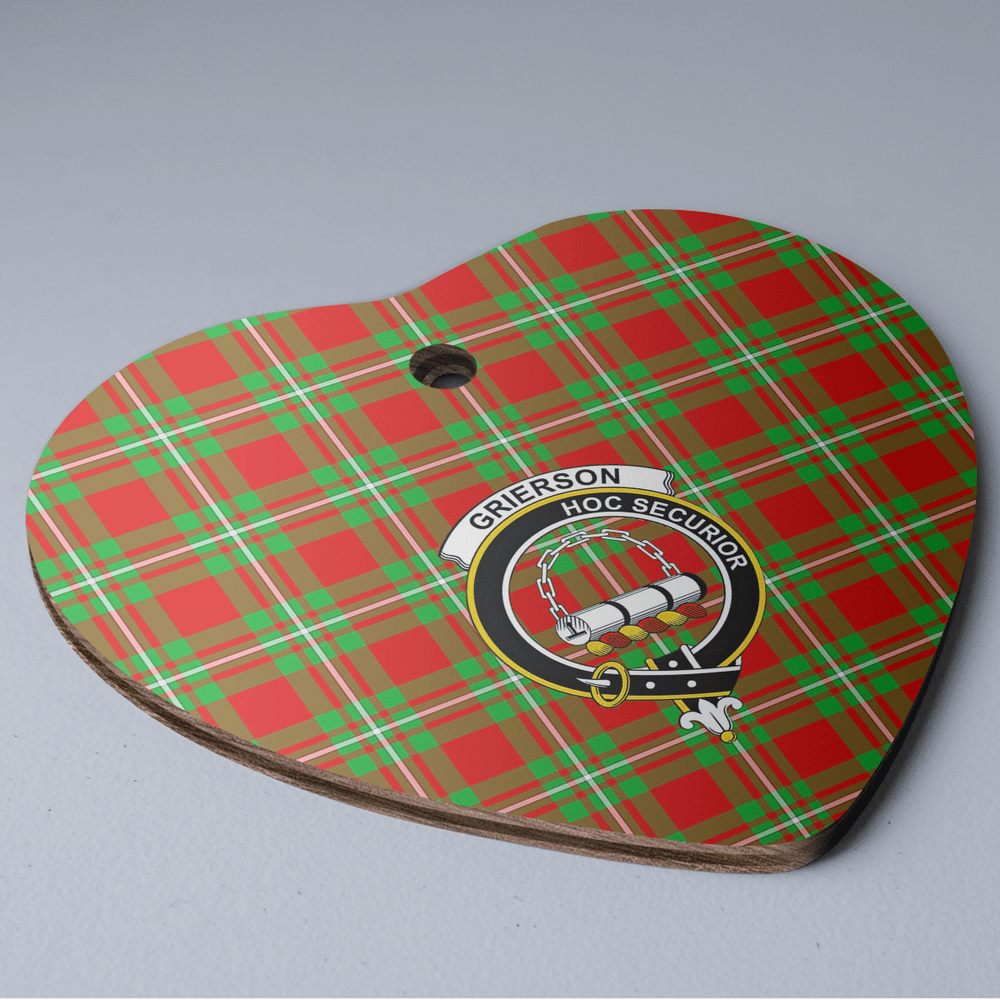 Clan Grierson Tartan Crest Heart Ceramic Ornament CQ61 Grierson Tartan Tartan Christmas