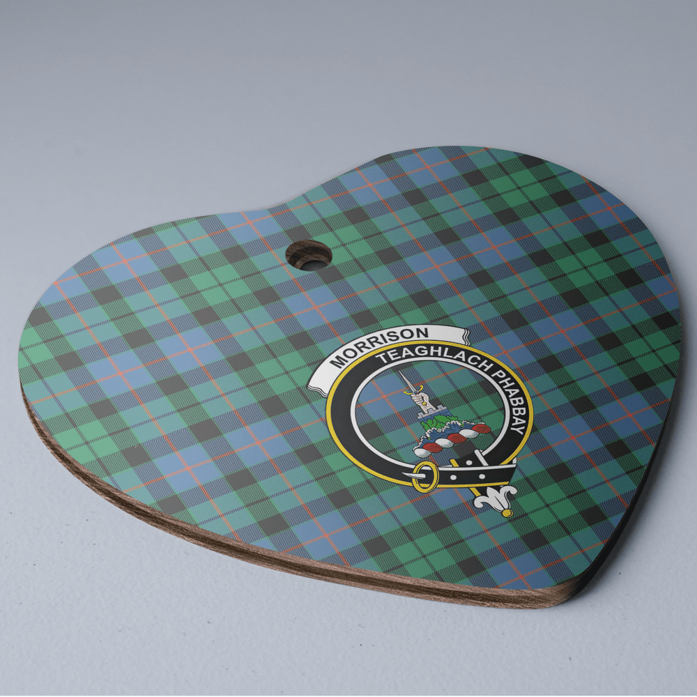 Clan Morrison Ancient Tartan Crest Heart Ceramic Ornament CR27 Morrison Ancient Tartan Tartan Christmas